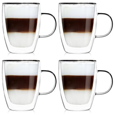 Doppelwandiges Thermoglas für Latte Macchiato Kaffee Doppelwandig 300 ml 4 Stück.