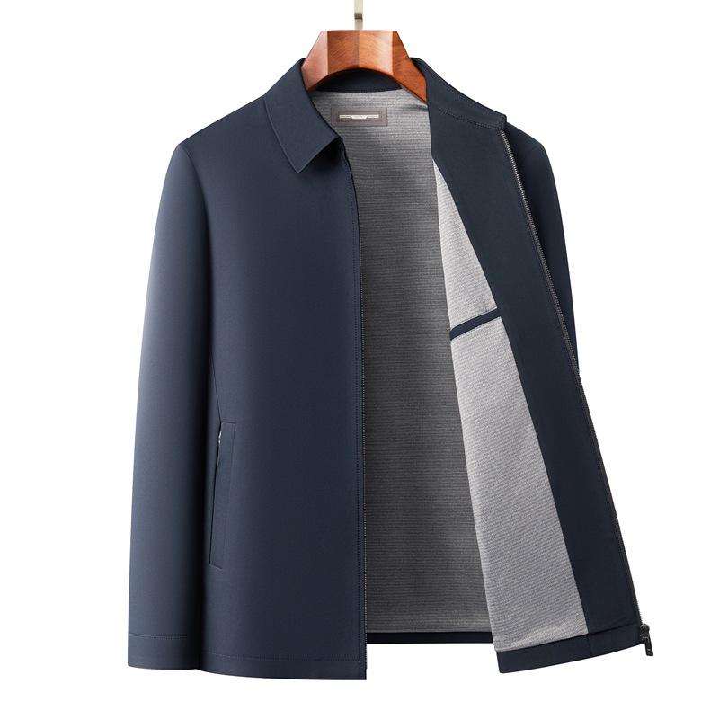 Men's Wrinkle-Resistant Lapel Jacket - Spring/Autumn Casual Business Style for Middle-Aged and Elderly