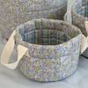 Collapsible Quilted Storage Basket Large Capacity Flower Pattern Storage Basket  Bedroom
