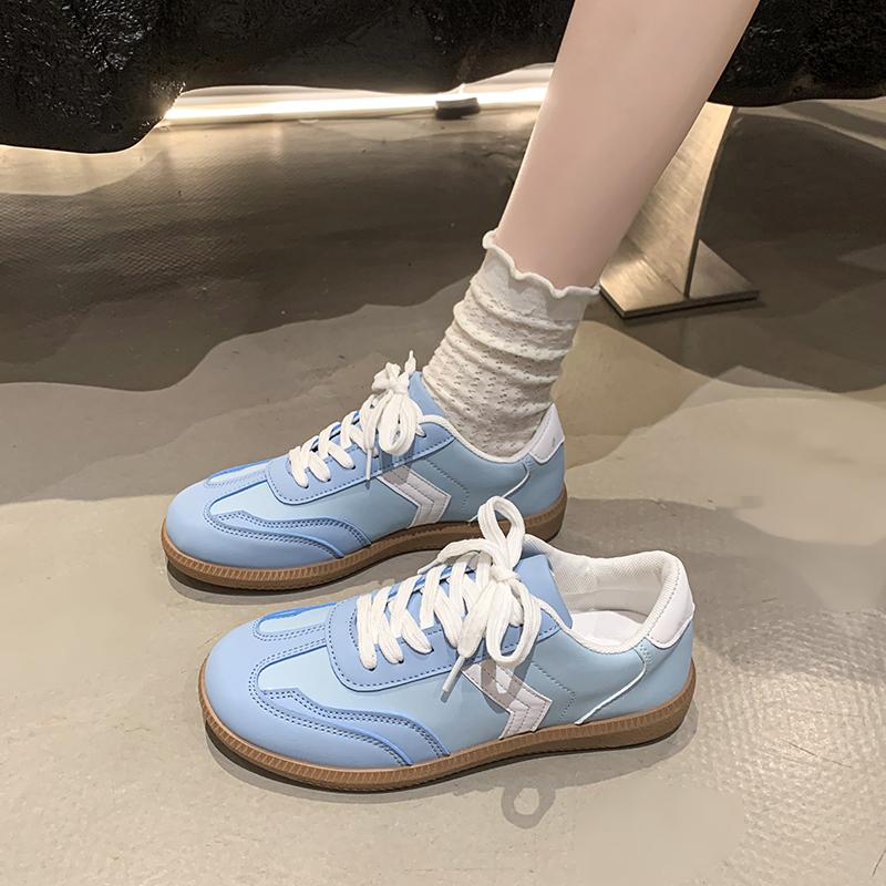 Sweet Candy Color Lace Up Skateboard Shoes Women 2025 Autumn Round Toe Low Heel Sneakers Soft Sole Non Slip Driving Shoes
