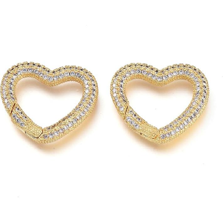 Craftdady 5ps Micro Pave Cubic Zirconia Spring Gate Ring Clasp CZ Rhinestone Golden Brass Oval Trigger Spring Snap Clip Hook Buckle for Keychain