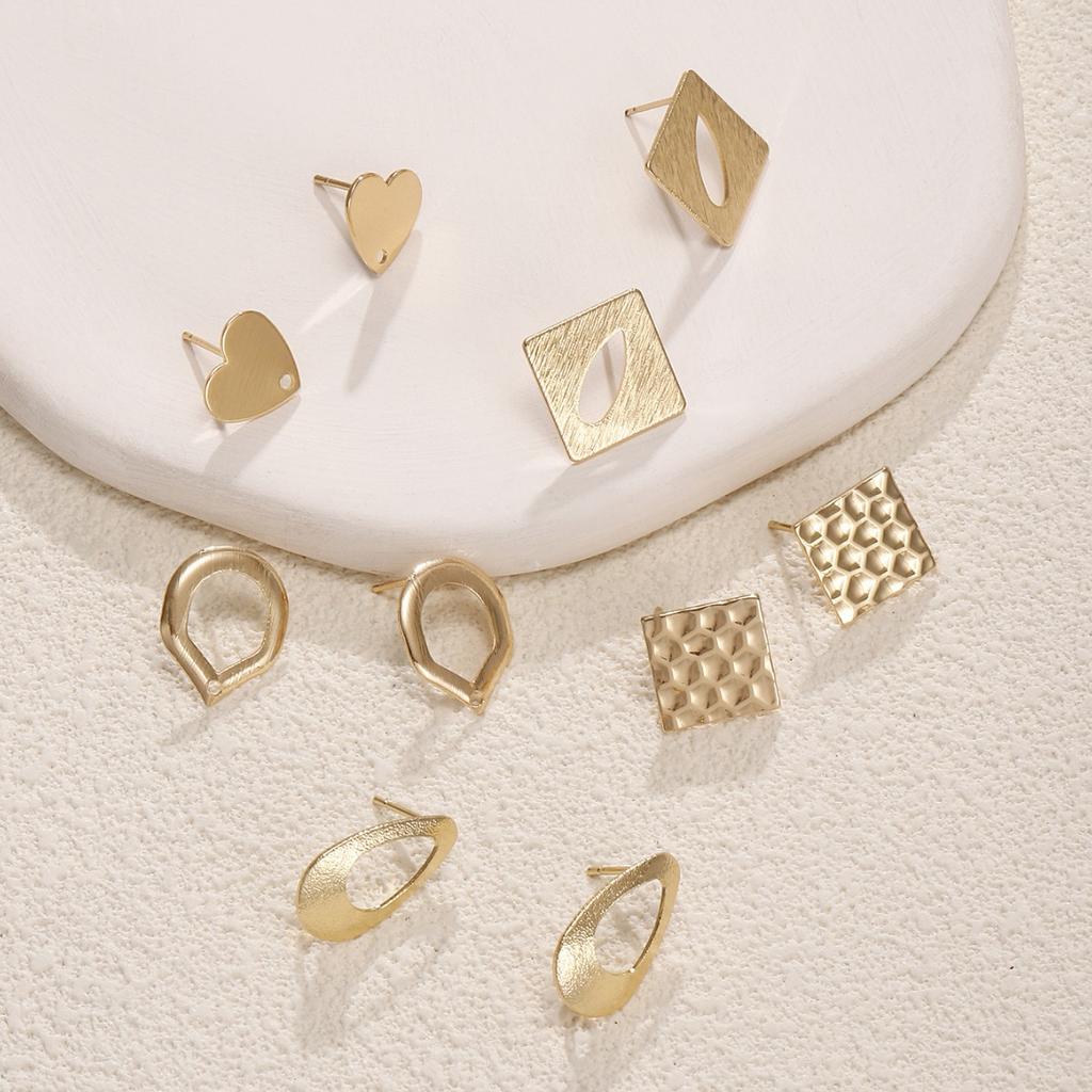 Irregular stud earrings head handmade DIY earrings accessories can be made 911 silver needle electroplating geometric accessories