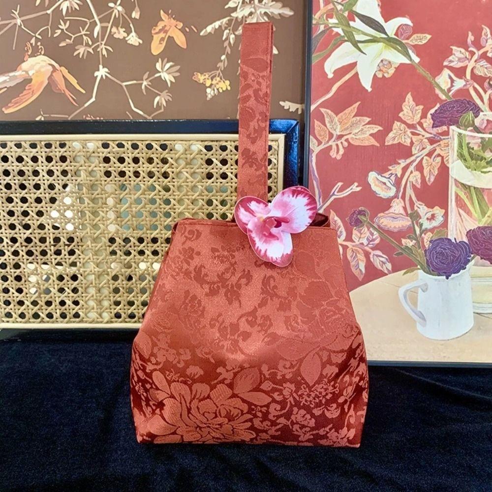 Cloth Hanfu Flower Knot Wrist Bag Orchid Flower Pendant Small Purse Bag  Shopping