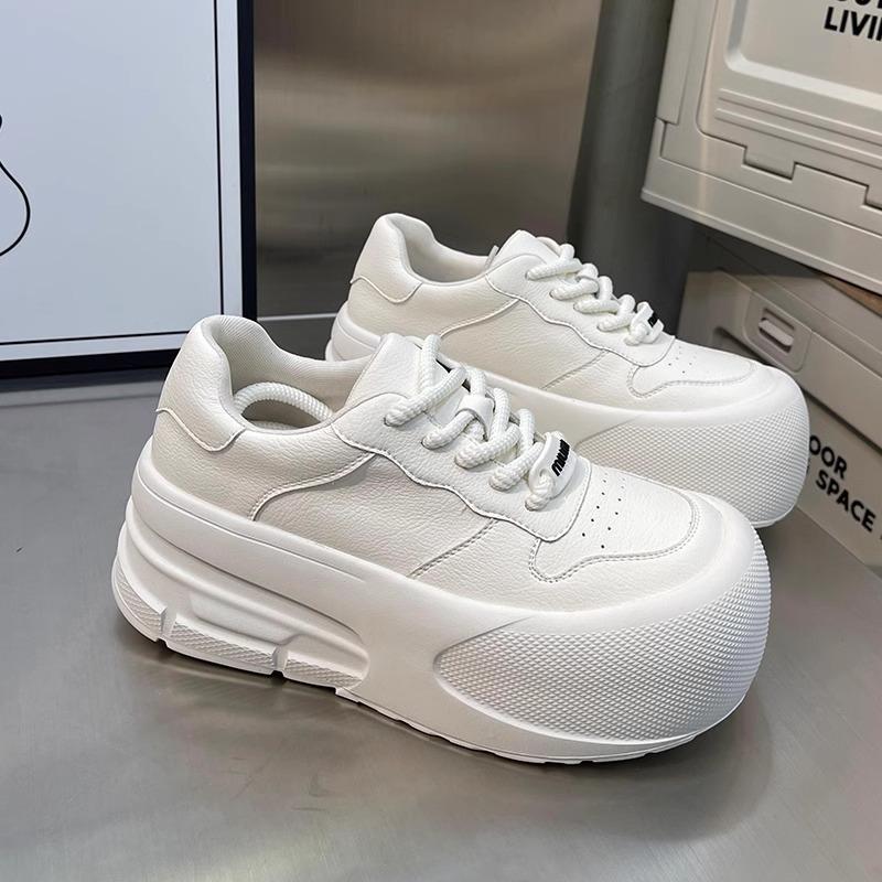 

Doll head ugly cute bread shoes women s 2025 spring new leather platform sports leisure moral training white shoes board shoes 40 білий