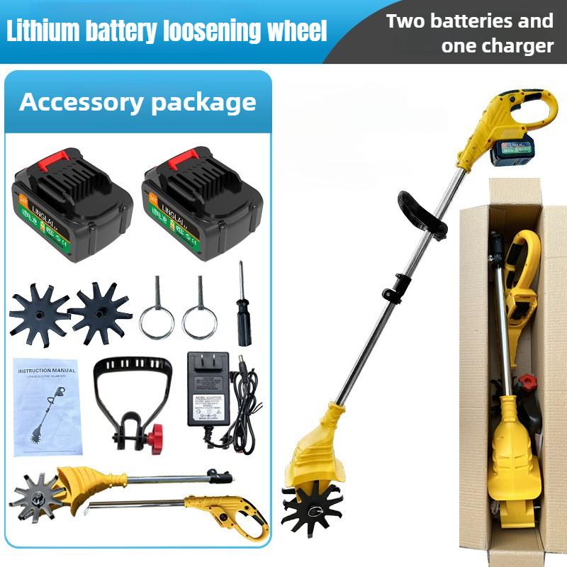 Cordless Electric Soil Loosening Machine Small Portable Agricultural Rotary Tiller Garden Folding Telescopic Loose Soil Wheel