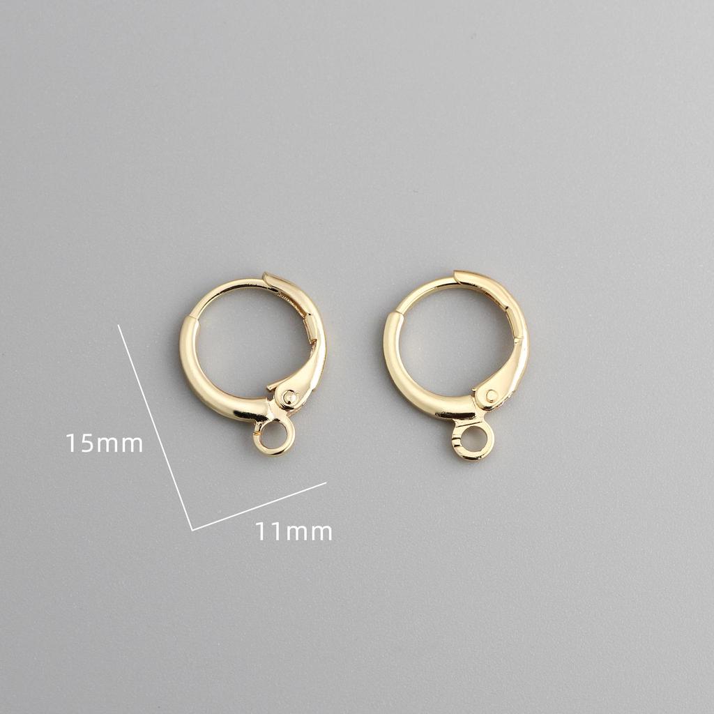 18k Gold Round Ear Clip with Hanging Loop Clasp - European Style DIY Earring Accessories