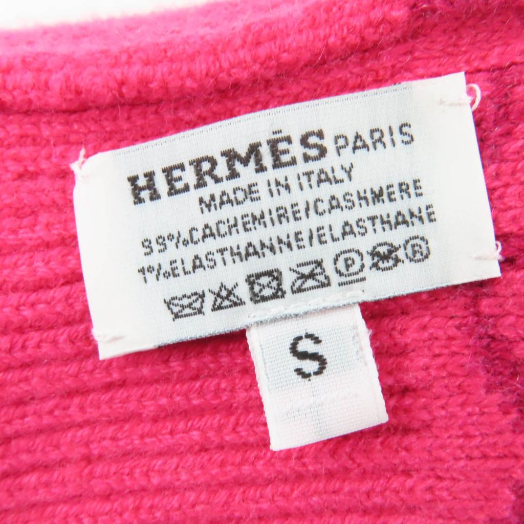 Excellent HERMES Gloves Heaven Chaine d'Ancre Motif Knit Gloves Pink Cashmere S Used