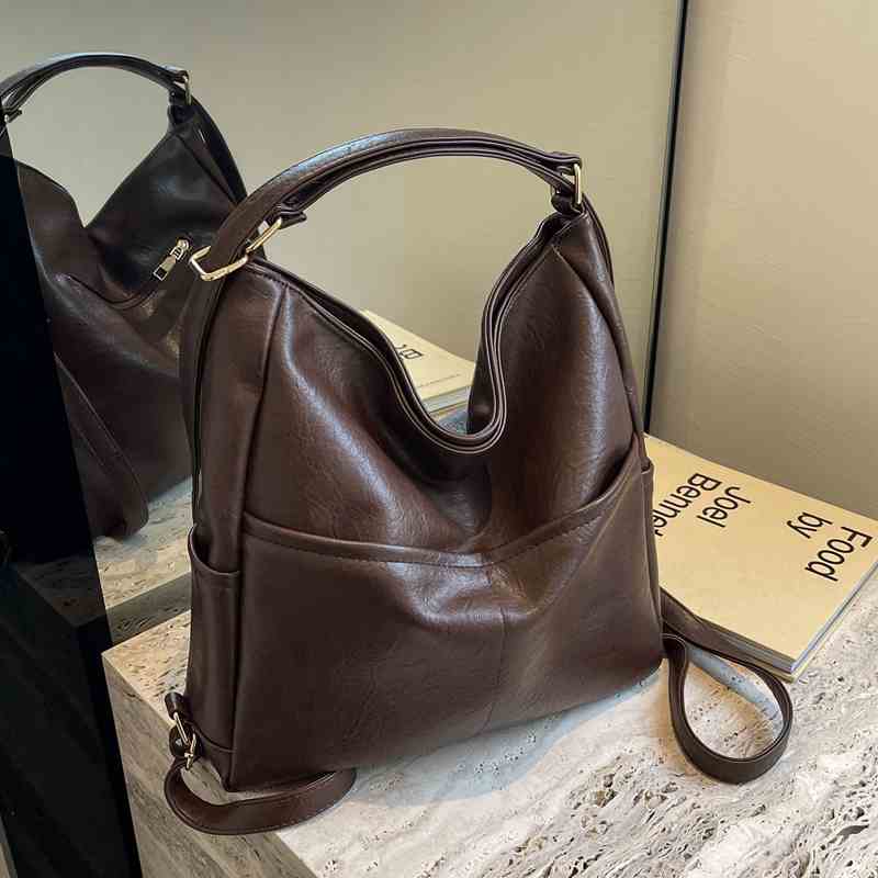 2024 New Autumn Winter Women's Bag Fashion Versatile Solid Color Single Shoulder Bags Simple Commuter Large Capacity PU Backpack