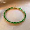 Äkta guldpläterad smaragd zirkon geometriskt armband utsökt retro temperament armband smycken