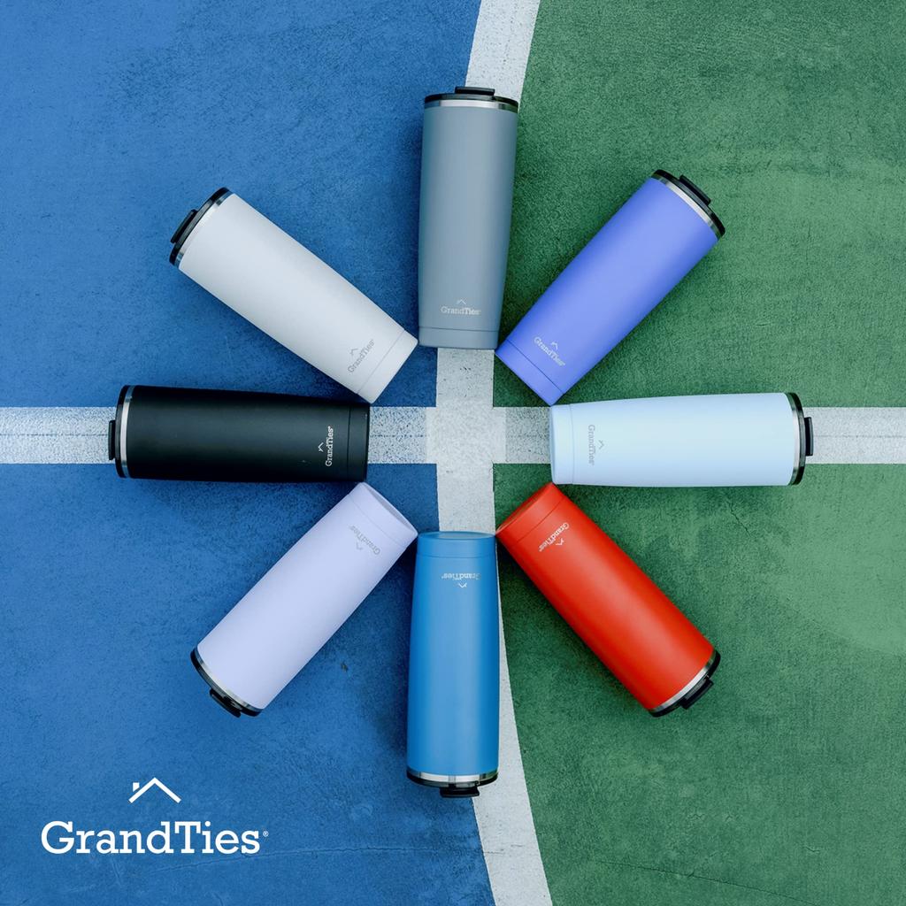 GRANDTIES Premium Drinkware Vacuum Insulated Tumbler, 590ml - Car Cup Holder Compatible & Easy Open Mouth (Stone Gray)