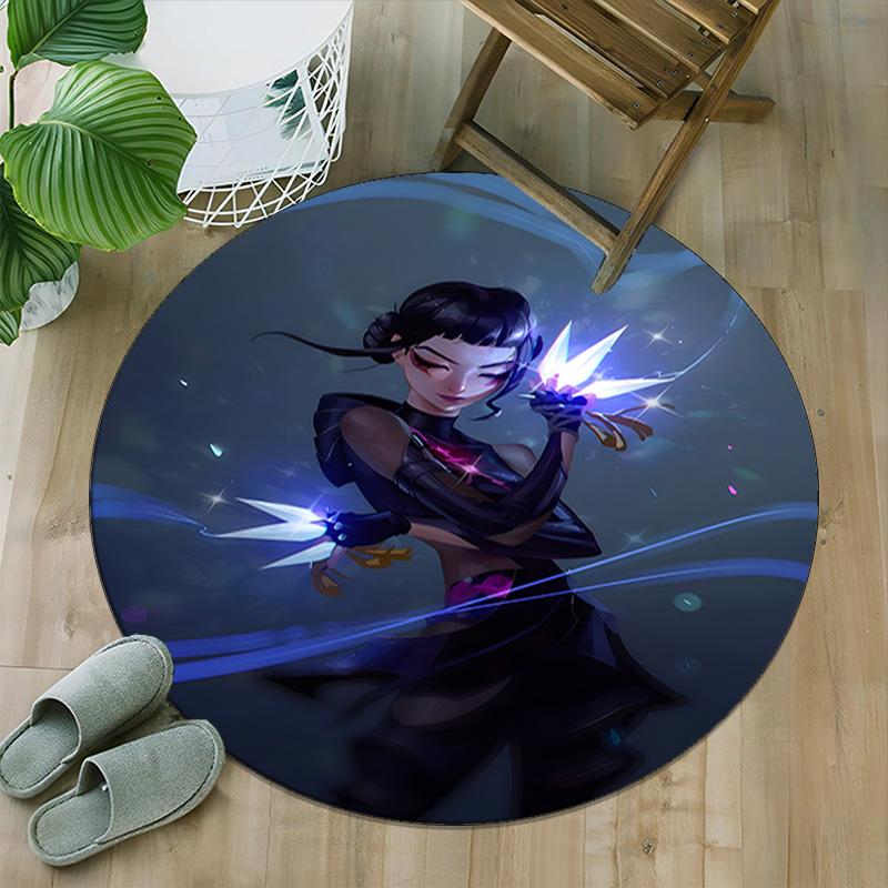 1pz KPop Demon Hunters ZOEY3 Stampa Tappeto Rotondo Sedia Tappeto Rotondo Adatto per Camera da Letto Soggiorno Tappeto Decorativo per la Casa