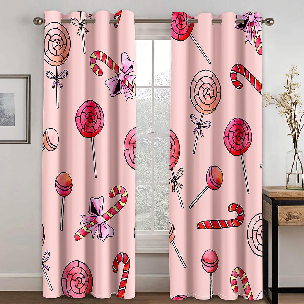 

Pink Sweet Candy Ice-cream Girl Princess Window Area Curtain Panels in Kids Bed Chamber Living Room Hallway Treatments Kitchen Decor Drapes Blinds W50 X H130(CM)X2&Hook