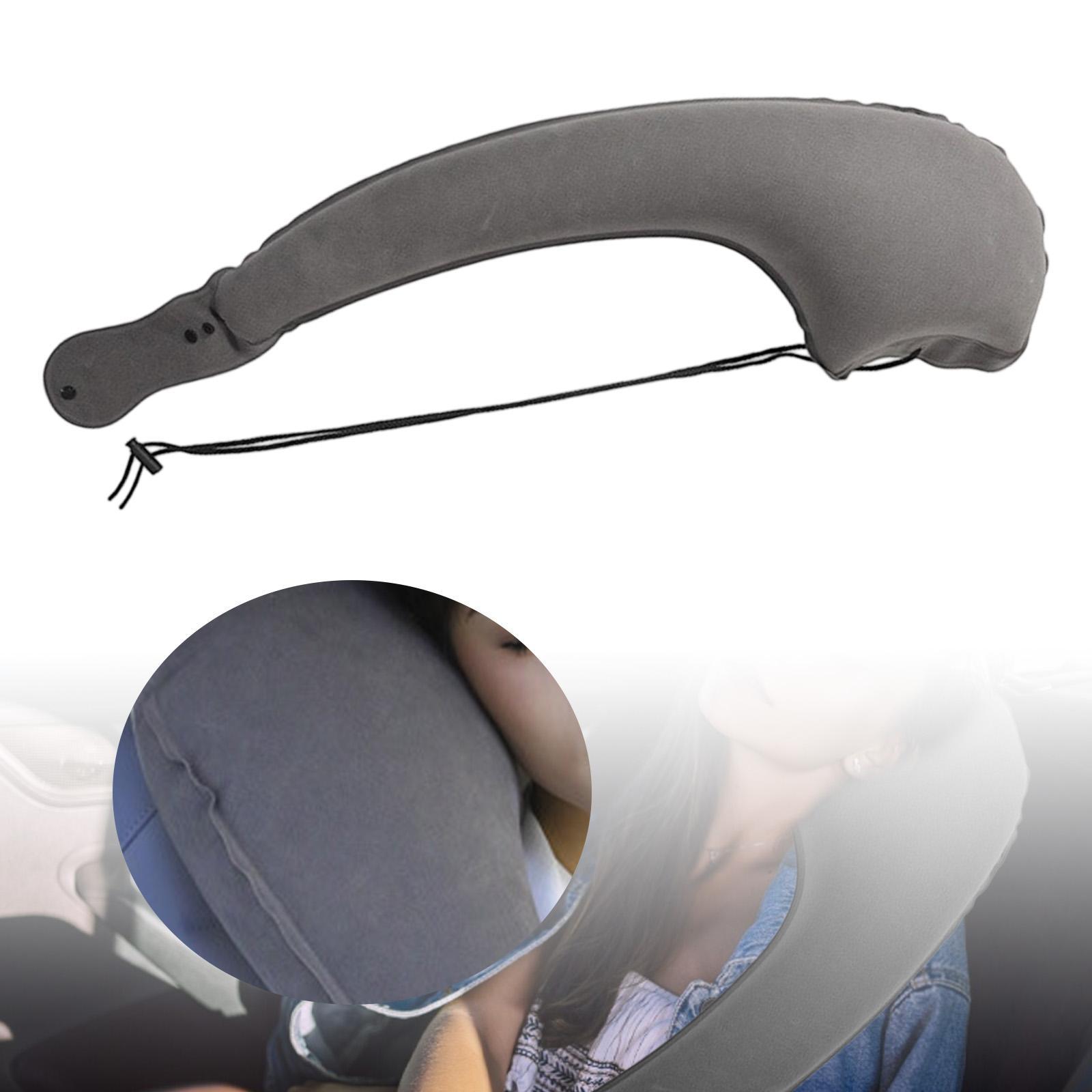 

Inflatable Neck Support Body Pillow Soft Portable Cushion for Airplane Car Seat Sleeping Long Flight Office Nap сірий колір