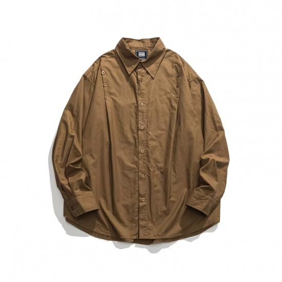 2024 Overalls Long Sleeve Shirt Japanese Hong Kong Style Ins Loose Shirt Boys Summer Trendy Versatile Casual Coat