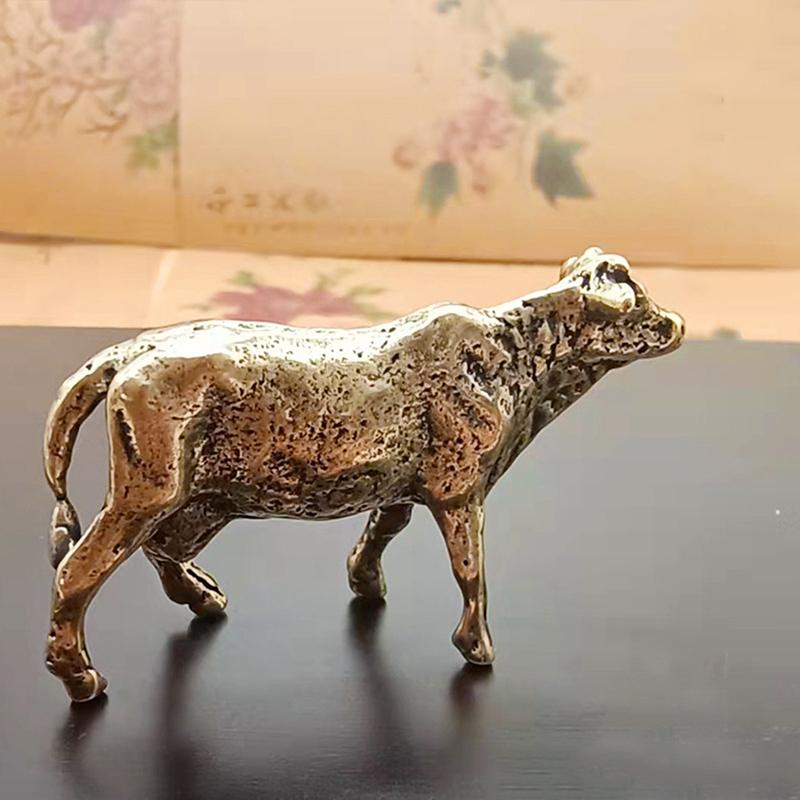 1PCS Brass Cattle Small Ornaments Miniatures Figurines Desk Decoration Animals Statue Ornament Home