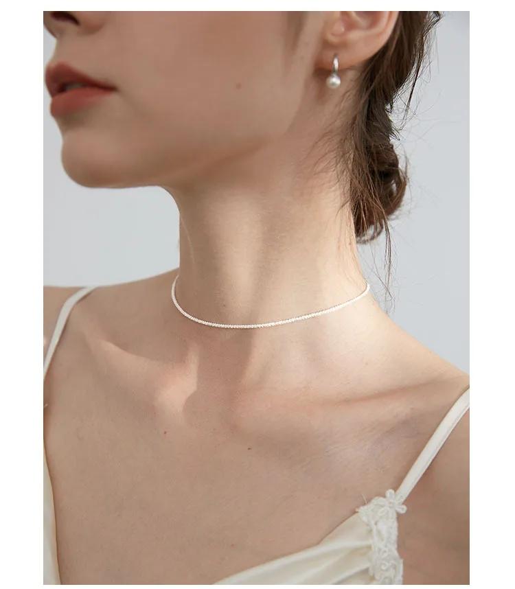 Popular 925 Silver Sparkling Clavicle Chain Choker Necklace For Women Fine Jewelry Wedding Party Birthday Gift