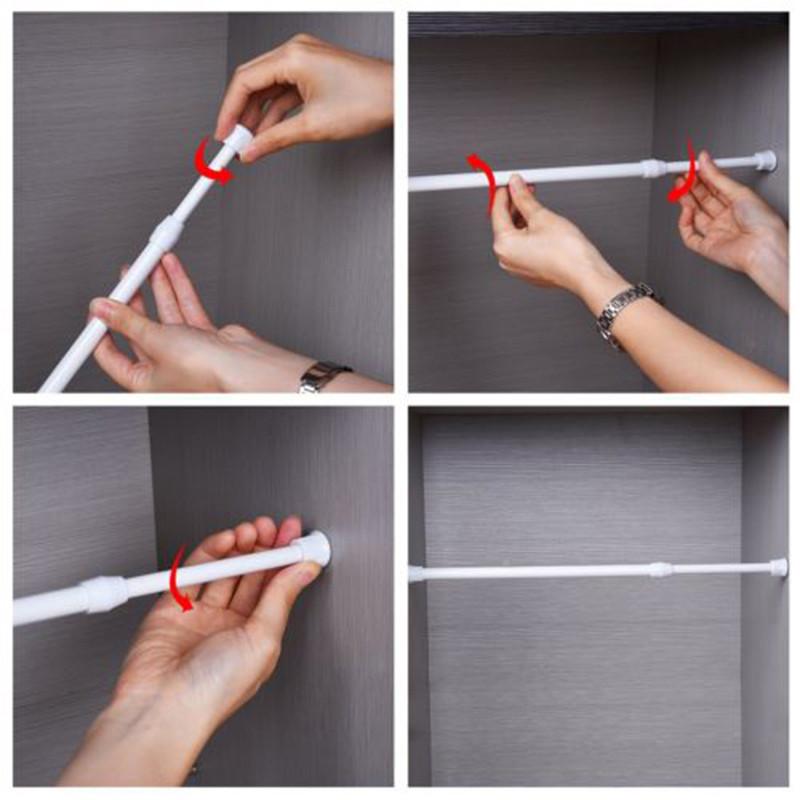Carbon Steel Thick Telescopic Rod No Drilling Adjustable Length 30Cm To 120Cm For Hanging Clothes Curtains Bathroom Bedroom