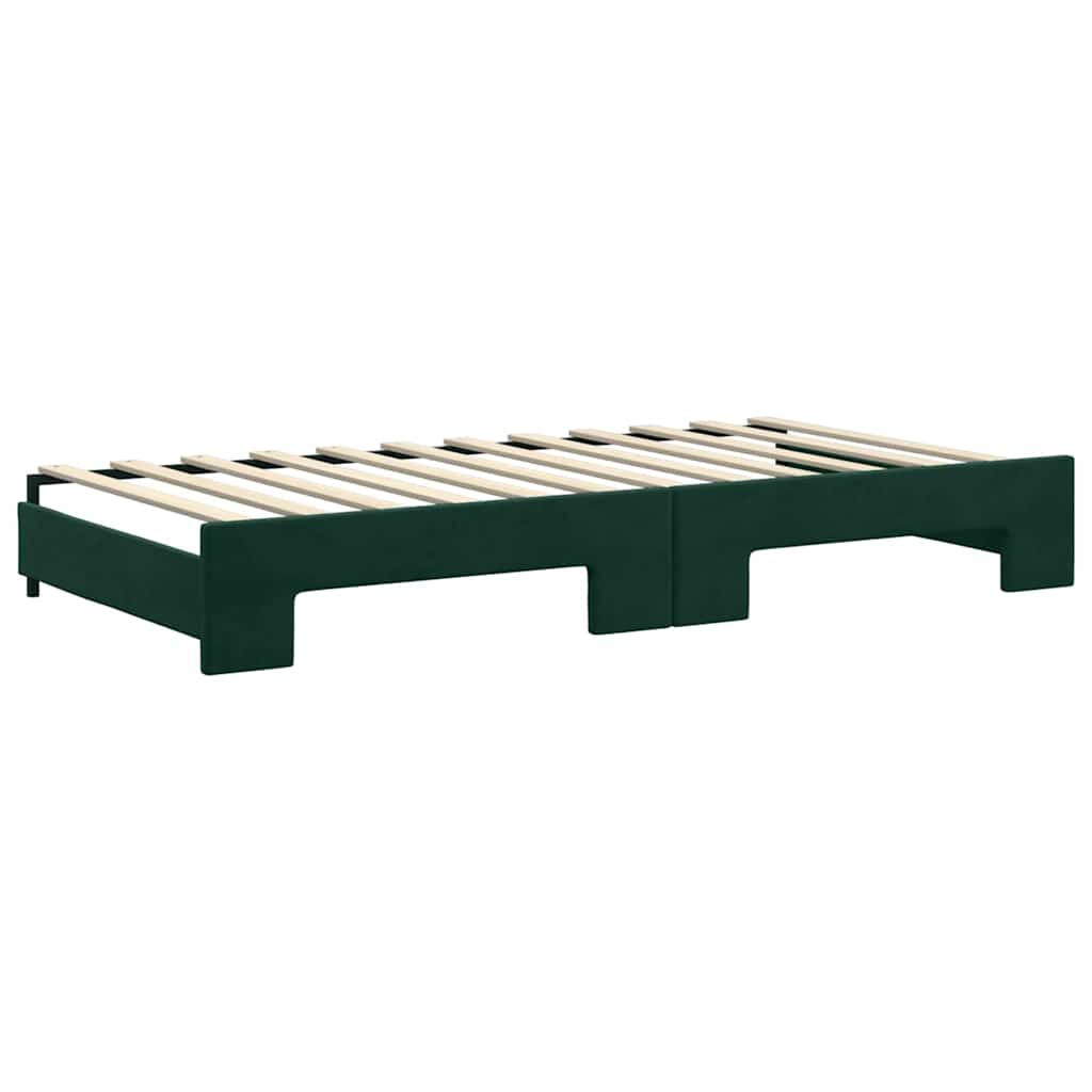 Extendable Daybed with Drawers Dark Green 100x200 Cm Velvet