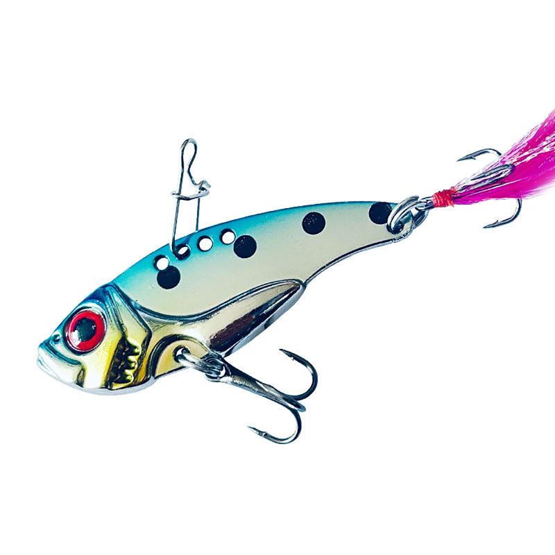 7g12g Vib Metal Lure Baits With Treble Hooks Feathers Long-range Fishing Lures For Freshwater