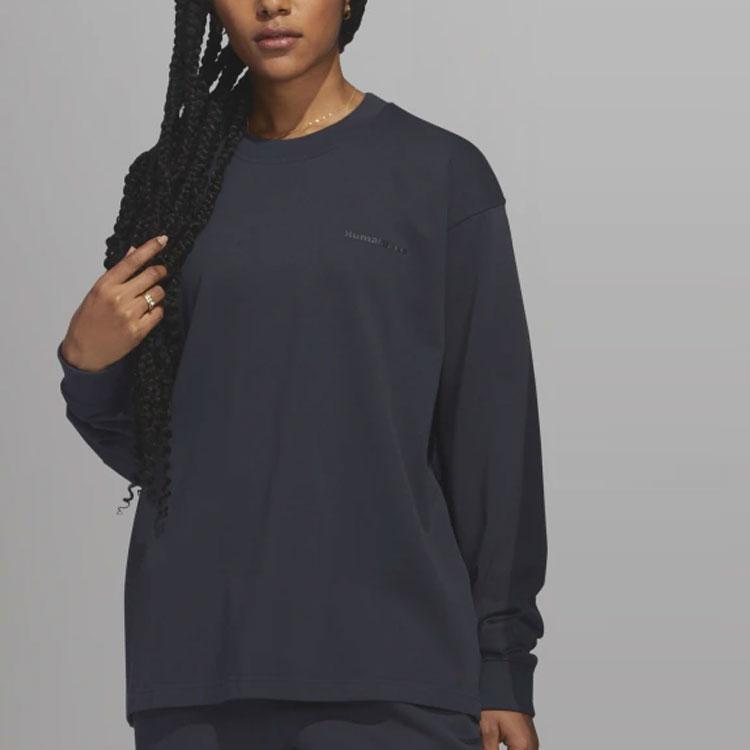 Adidas Originals Collaborative Solid Logo Sport Crew Neck Long Sleeve T-Shirt Unisex Tops Dark-Grey HN3437