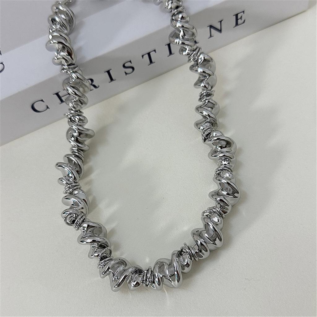 Tooxika New Niche Design Sense Of Cold Wind Spiral Irregular Necklace Light Luxury Fashion Personality Temperament Collarbone Chain For Women