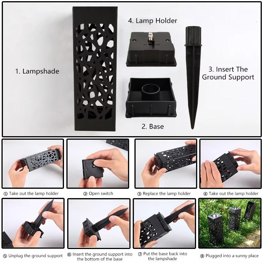 6PCS Outdoor LED Solar Lights Solar Powered Garden Lamp Waterproof For Yard Patio Lawn Pathway Walkway Decoration Lighting