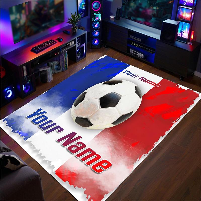 Crystal Velvet Rug France national football team Print Custom Name Text Floor Mat Home Decor