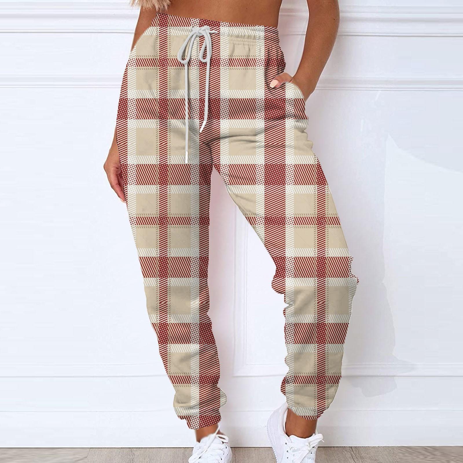 

Женские модные спортивные повседневные спортивные штаны с карманами и рождественским принтом на шнуровке S