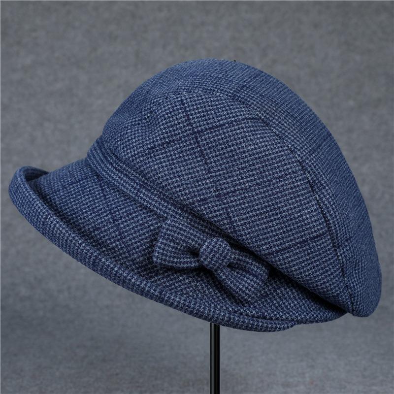Middle-aged and elderly women's autumn and winter peaked caps, warm woolen top hats, basin hats, spring and autumn casual bucket hats