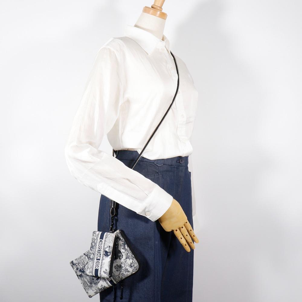 Dior Dior Travel Multifunction Shoulder Bag Toile de Jui Pouch Black / white Nylon Women Used