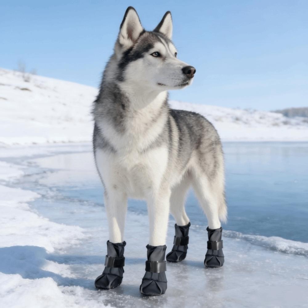 4PCS/SET Adjustable Waterproof Dog Boots High-top Breathable Anti-Slip Dog Shoes Wear-Resistant Pet Rain Boots Easy To Wear