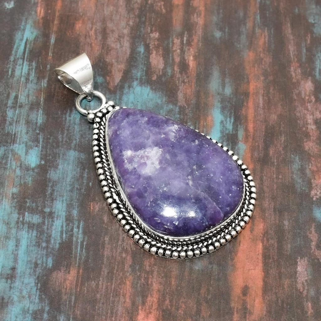 Lepidolit, Ädelsten 925 Sterling Silver Handgjord Vackert Smycke Hänge