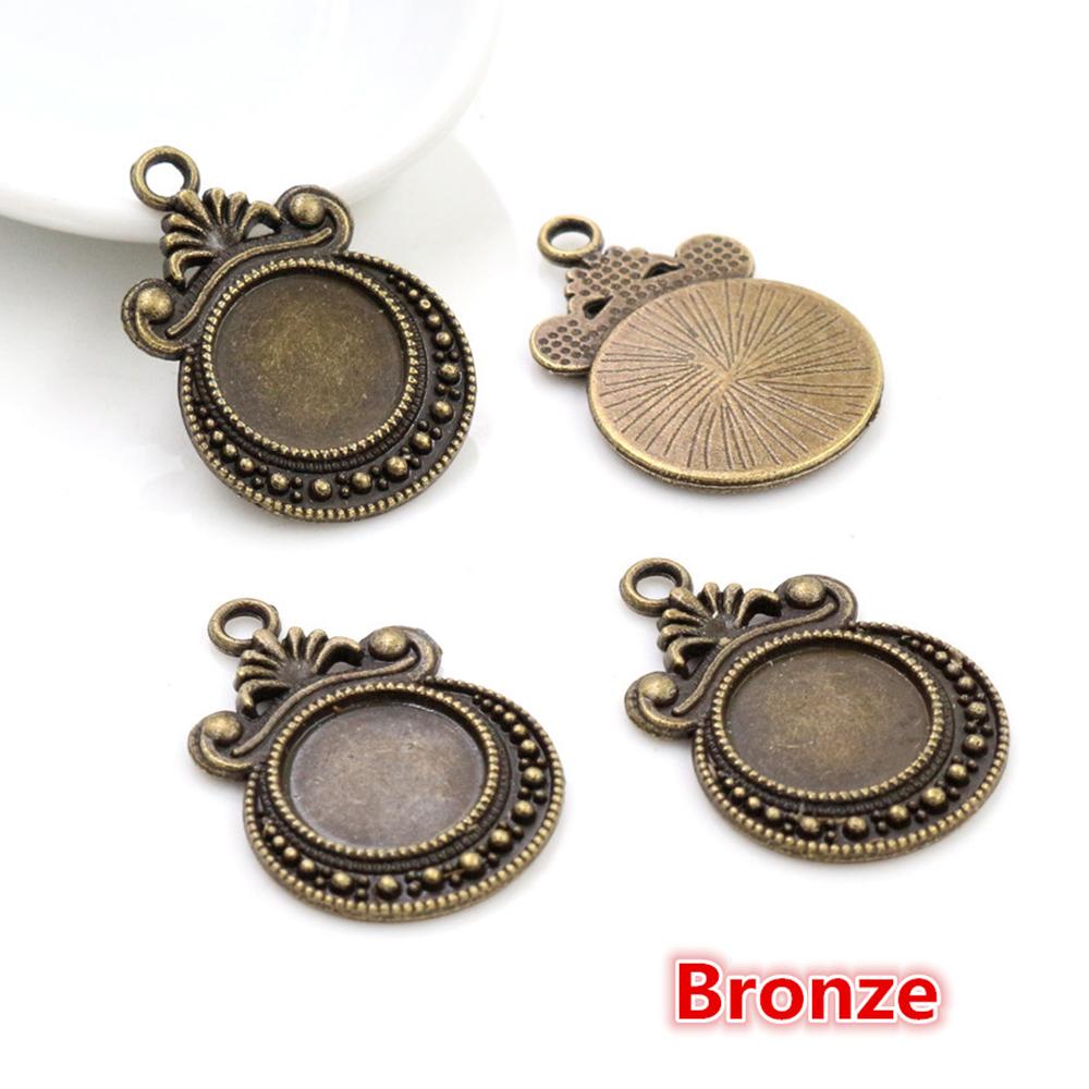 

20pcs 12mm Inner Size Antique Bronze Silver Gold Black Plated Fashion Style Cabochon Base Cameo Setting Charms Pendant