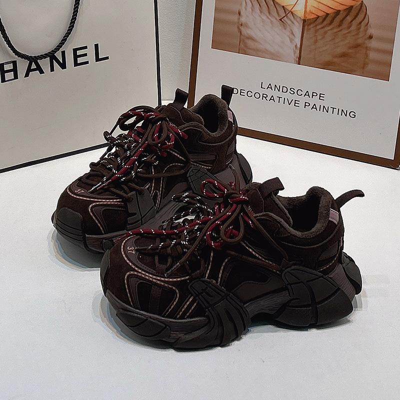 

Shoes women s new winter velvet thick-soled heightening comfortable fashion sports shoes non-slip warm casual shoes 40 какао коричневий колір
