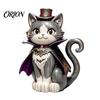 Holiday Shelf Decor Vintage Witch Cat Halloween Decoration, Small Wooden Spooky Home Decorations Figurine for Farmhouse Mantel, Bookshelf Table,