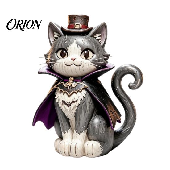 Holiday Shelf Decor Vintage Witch Cat Halloween Decoration, Small Wooden Spooky Home Decorations Figurine for Farmhouse Mantel, Bookshelf Table,