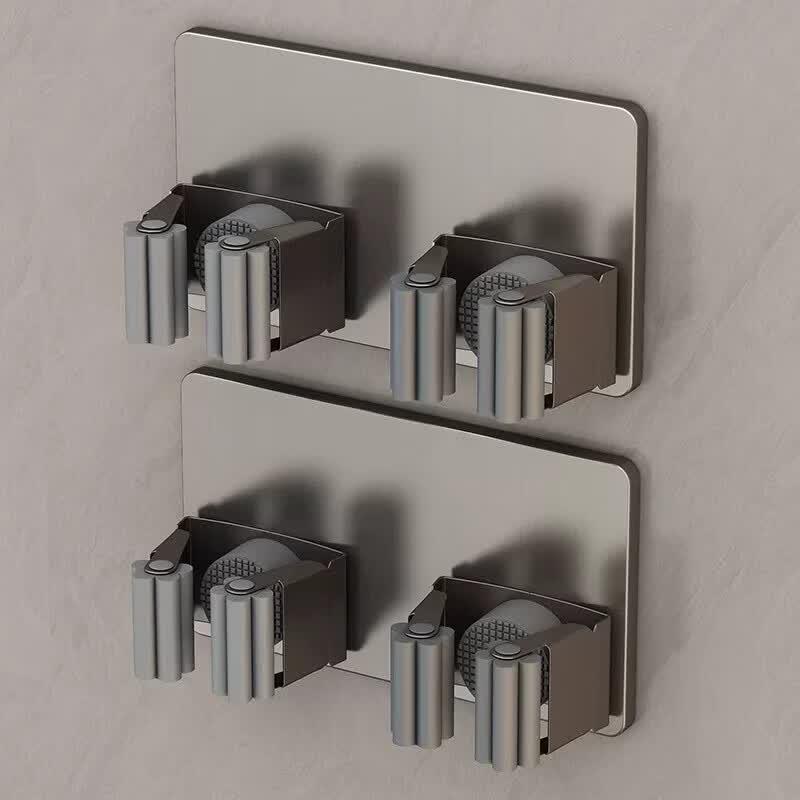 LIEI Gunmetal Suction Cup Mop & Broom Holder