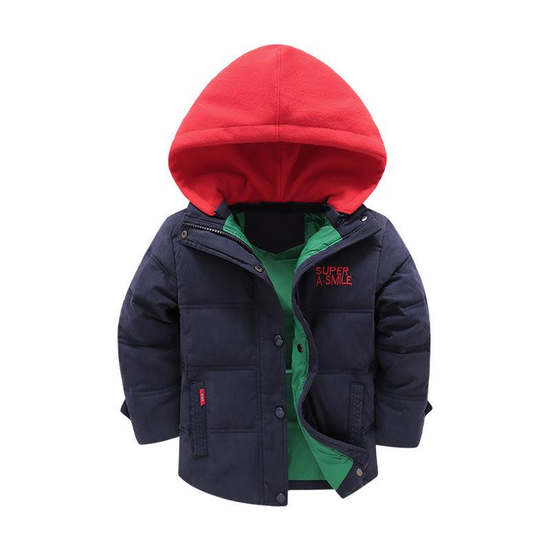 Boys' Thickened Hooded Removable Down Jacket Boys' Down Cotton Jacket Baby Medium and Older Children's Down Jacket