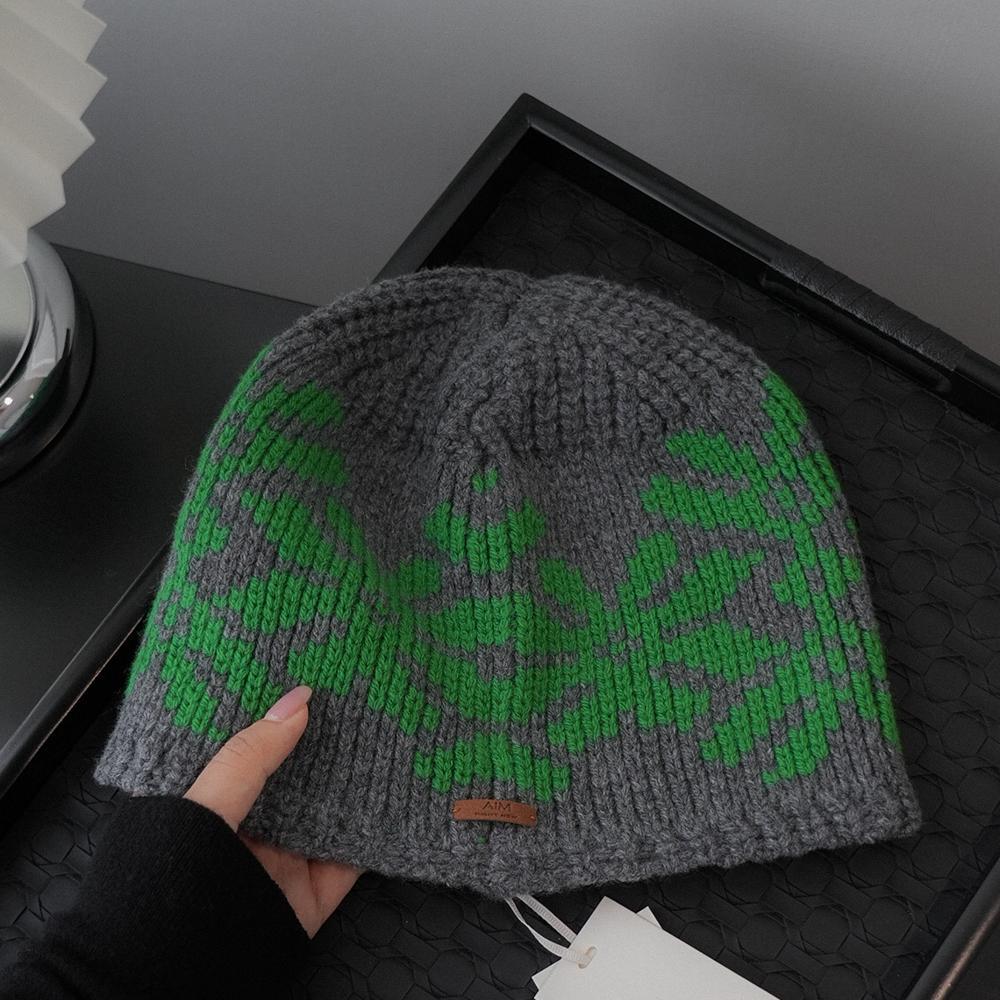 Retro Knitted Jacquard Literary Style Ear Protection Face Small Fashionable Warm Ethnic Style Woolen Hat