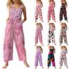 Women's Casual Sleeveless Jumpsuit With Valentine's Day Print, Cotton Romper