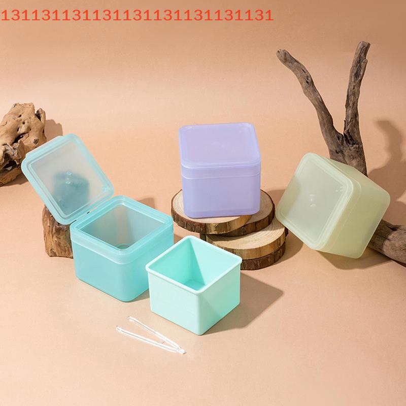Wide-Mouth Flip Storage Cover Nail Art Tool Case Organizer Double Layer Makeup Remover Cotton Box with Tweezers