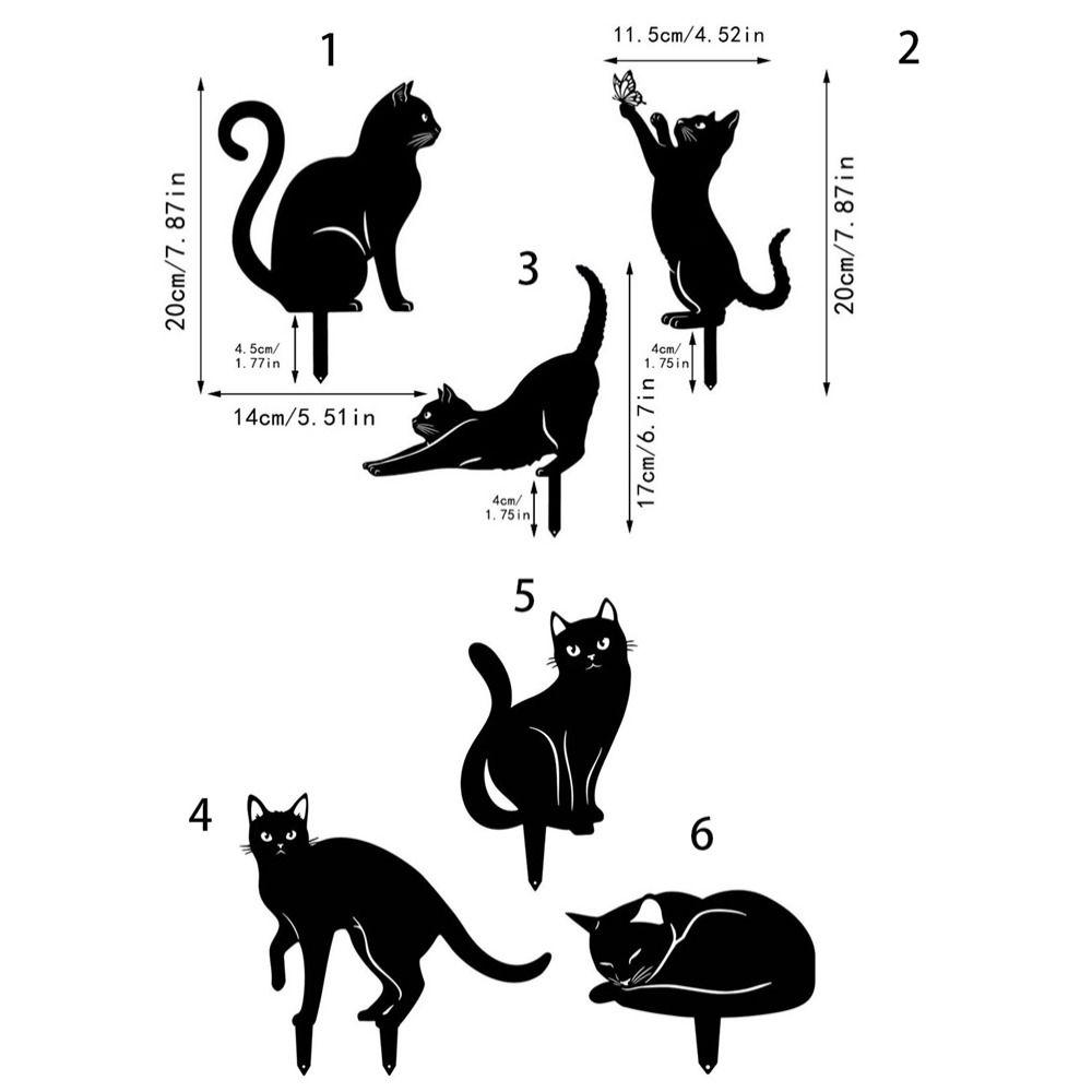 Durable Cat Metal Statues Iron Art Garden Cat Ornaments 6-style Cat Garden Stakes  Lawn Decor