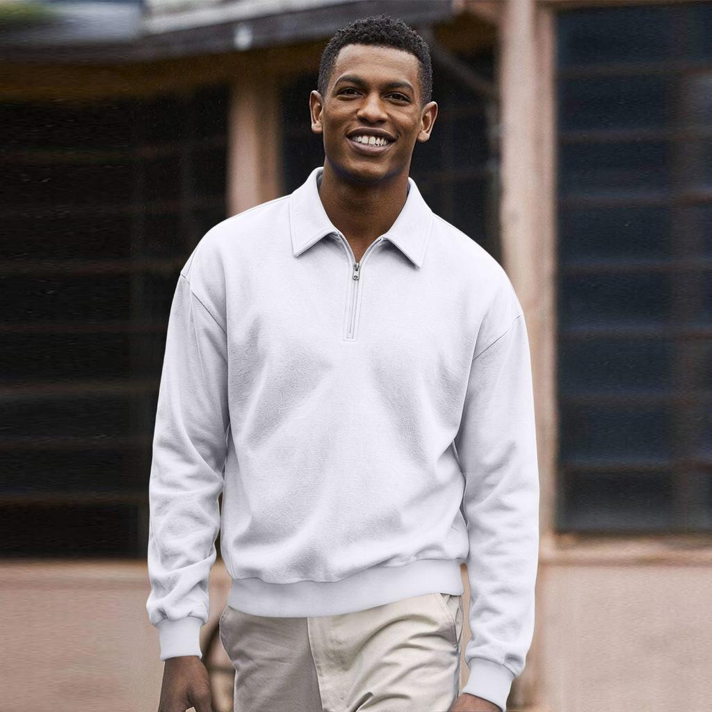 Herren Casual Sweatshirt mit halbem Reißverschluss, Langarm, Sportlicher Pullover