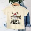Merry Fishmas Print Christmas T-shirts Short Sleeve Boys Girls Fashion Christmas Clothes Cartoon Hip Hop Wild Xmas Tees