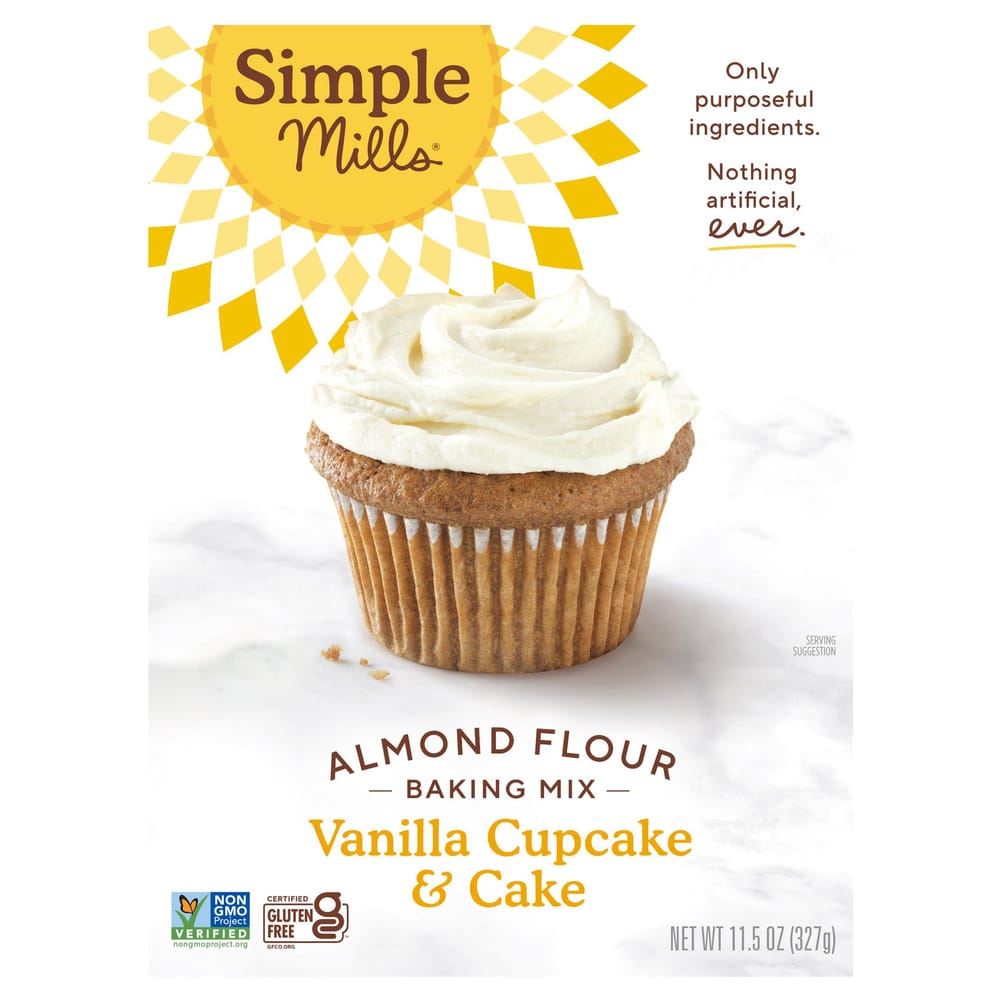 Simple Mills Grain-Free Almond Flour Mix, Vanilla Cupcake & Cake, 11.5 oz (327 g)