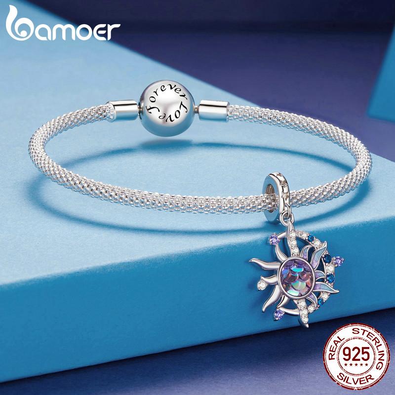 BAMOER 925 Sterling Silver Magic Butterfly Charms Sun and Moon Beads Fit Women Original Bracelets DIY Jewelry