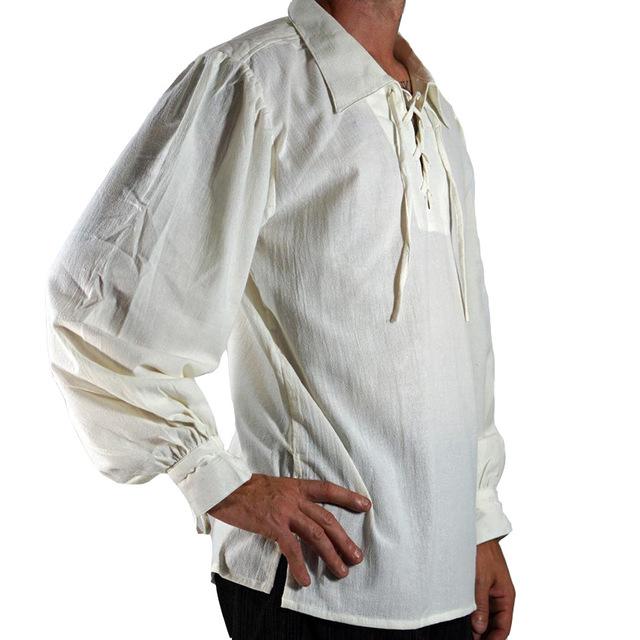 OhBaby Ropa de Moda de Alta Calidad para Hombre de la Edad Media, Camisa Suelta de Manga Larga con Solapa y Vendaje Retro