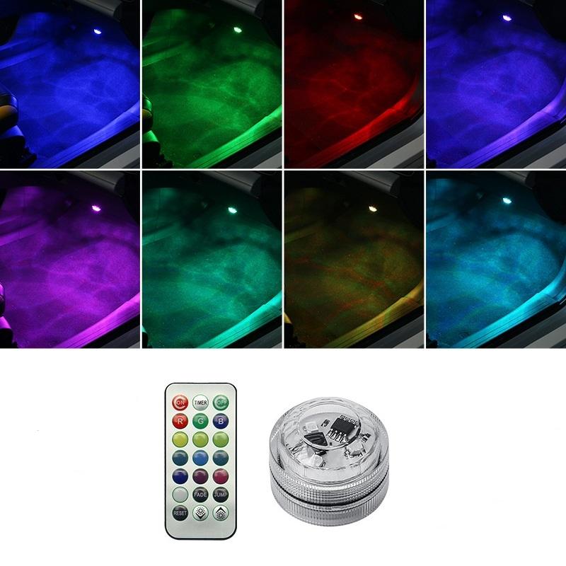 Automotive Roof Light Car Interior Ambient Light Remote Control Adhesive Wireless LED Lights Atmosphere Decoration Lamp