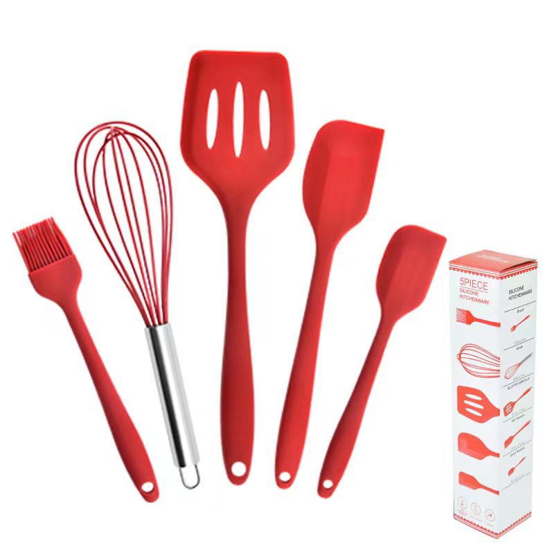 Silicone 5-Piece Baking Set: Spatula, Oil Brush, Whisk, High-Temperature Resistant Tools