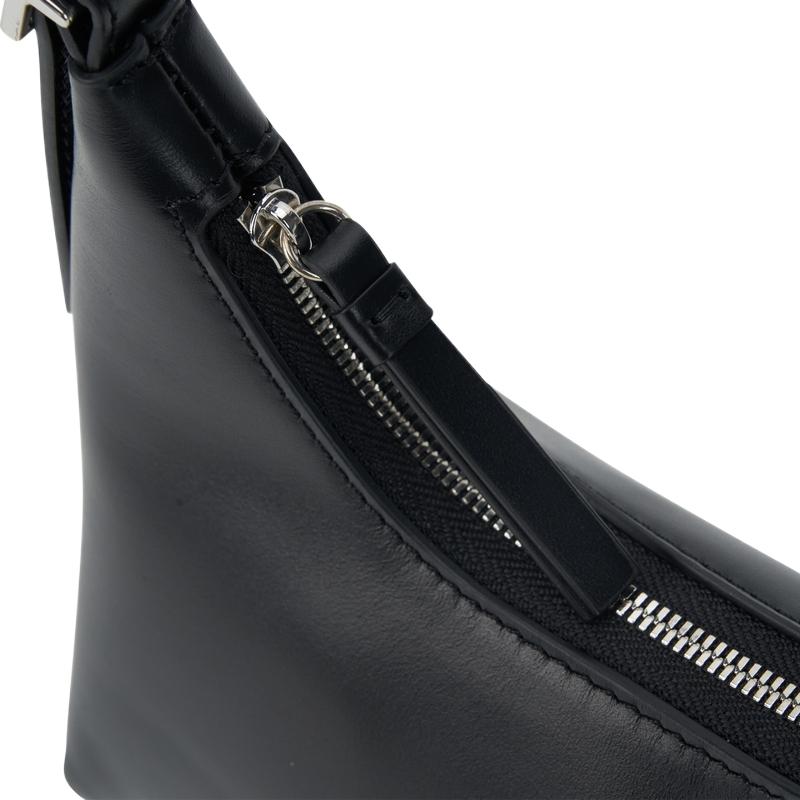Calvin Klein Metallic Monogram Leather Shoulder Bag Medium Women bags Space-Black 4F3263G-UB1